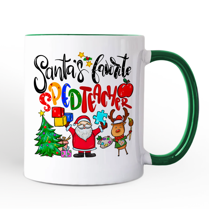 Santa’s Favorite Special Education Teacher Personalized Mug, Children with Autism Christmas Gift with Custom Name