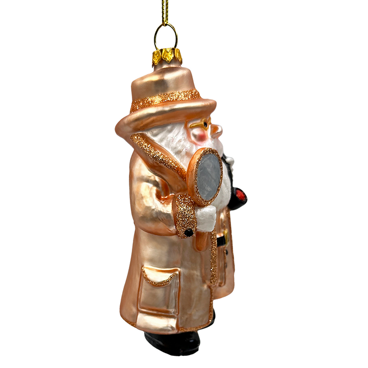 (Pre-Order) Santa the Detective Glass Christmas Ornament, Criminal Police Investigator Gift