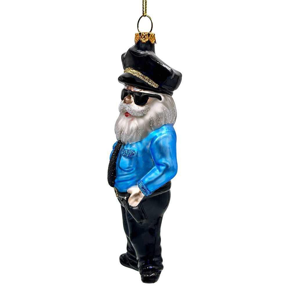 (Pre-Order) Santa the Police Officer Glass Christmas Ornament, Law Enforcement Cop Tree Decor Glass Ornament OrnamentallyYou 