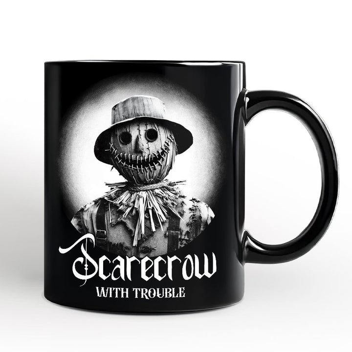 Scarecrow Spooky Portrait Personalized Mug Horror Villain Theme Halloween Gift with Custom Name Personalized Ceramic Mug OrnamentallyYou Black Non-Custom 