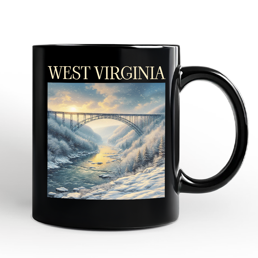 Scenic West Virginia State New River Gorge Bridge Personalized Mug, Landscape Appalachian Gift and Souvenir with Custom Name