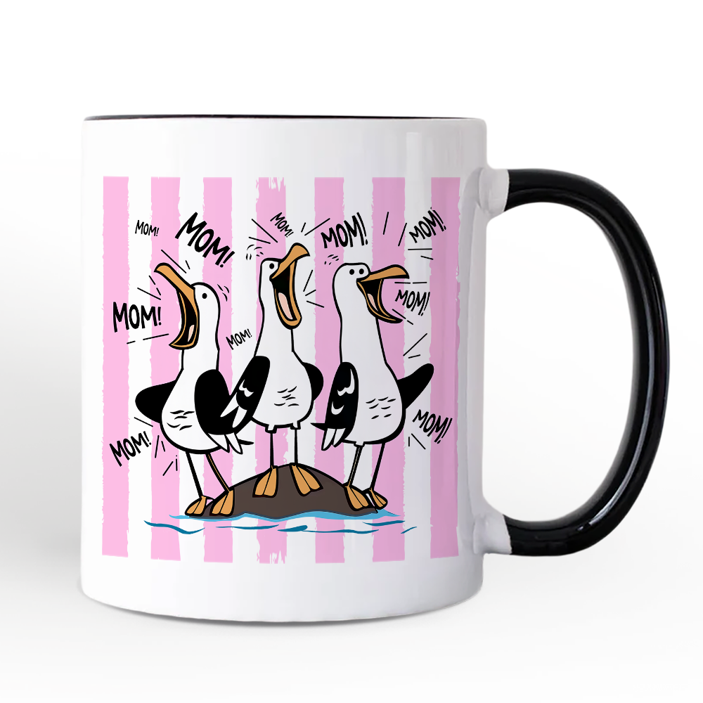 Seagull Mom Coquette Mug, Funny Beach Gift for Mothers