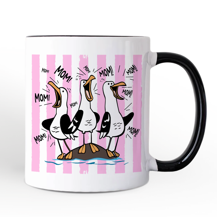 Seagull Mom Coquette Mug, Funny Beach Gift for Mothers