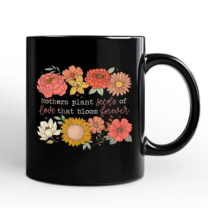 Seeds of Love Mama Floral Personalized Mug, Retro Gift for Sentimental Mothers with Custom Name