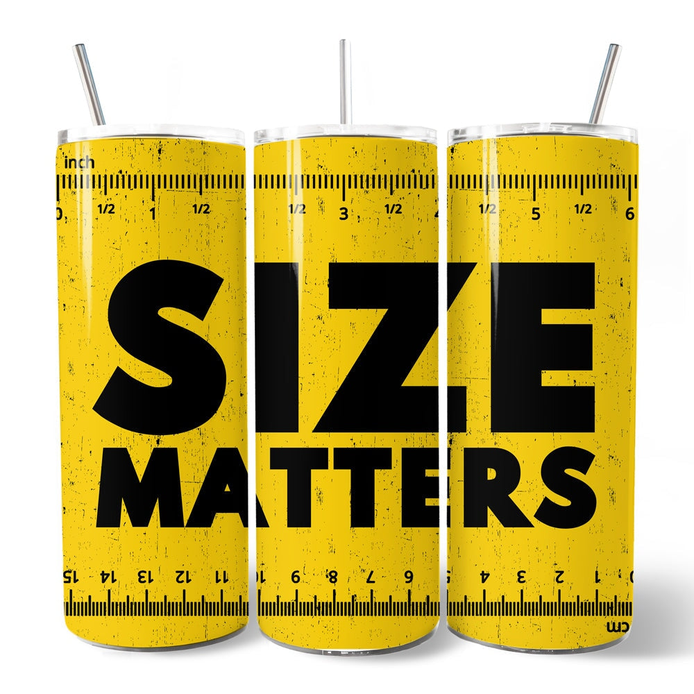 Size Matters Man 20oz Personalized Tumbler With Lid and Stainless Steel Straw, Handyman Tape Measure Gift Cup Tumbler OrnamentallyYou 