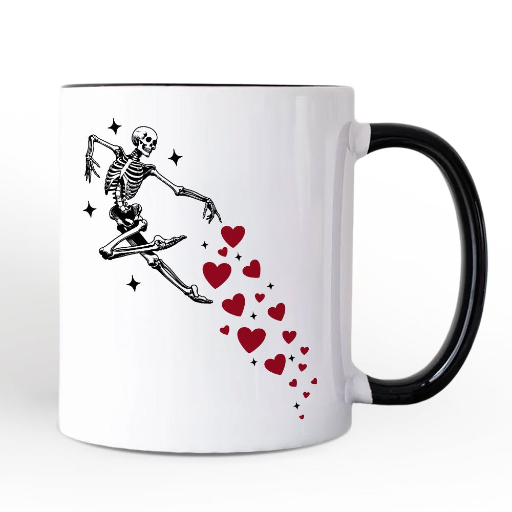 Skeleton Hearts Valentine Personalized Mug, Playful Funny Gift with Custom Name Personalized Ceramic Mug OrnamentallyYou White - Black Non-Custom 