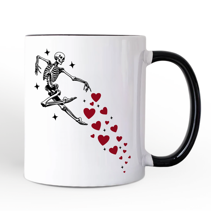 Skeleton Hearts Valentine Personalized Mug, Playful Funny Gift with Custom Name