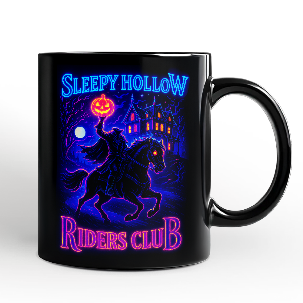 Sleepy Hollow Headless Horseman Personalized Mug, Neon Effect Halloween Gift with Custom Name