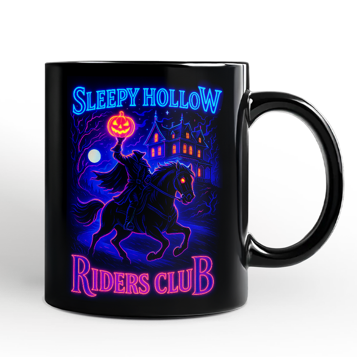 Sleepy Hollow Headless Horseman Personalized Mug, Neon Effect Halloween Gift with Custom Name