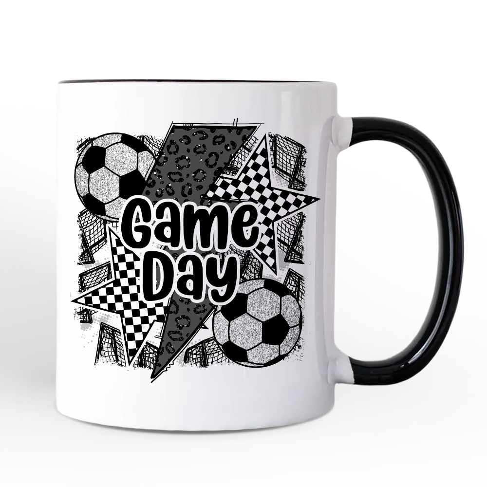 Soccer Game Day Personalized Mug, Coquette Sports Mom Fan Gift with Custom Name