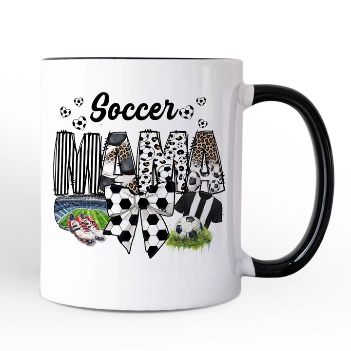 Soccer Mama Coquette Bow Personalized Mug, Game Day Mom Life Gift with Custom Name Personalized Ceramic Mug OrnamentallyYou White - Black Non-Custom 