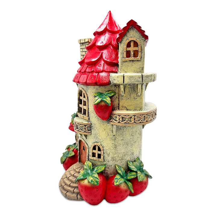 Solar Powered Strawberry Fairy Home Garden Statue, 10" Unique Spring Decoration