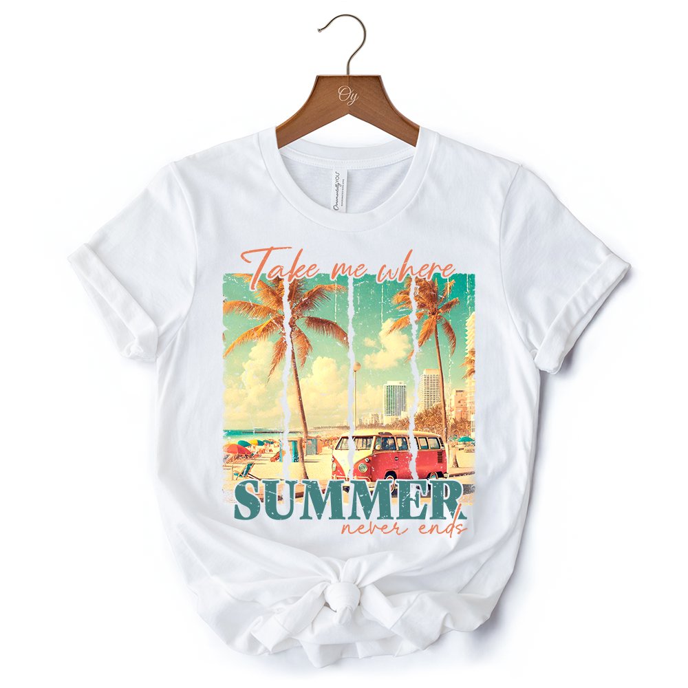 Summer Never Ends T-Shirt, Vintage White and Natural Van Tee T-Shirts OrnamentallyYou 