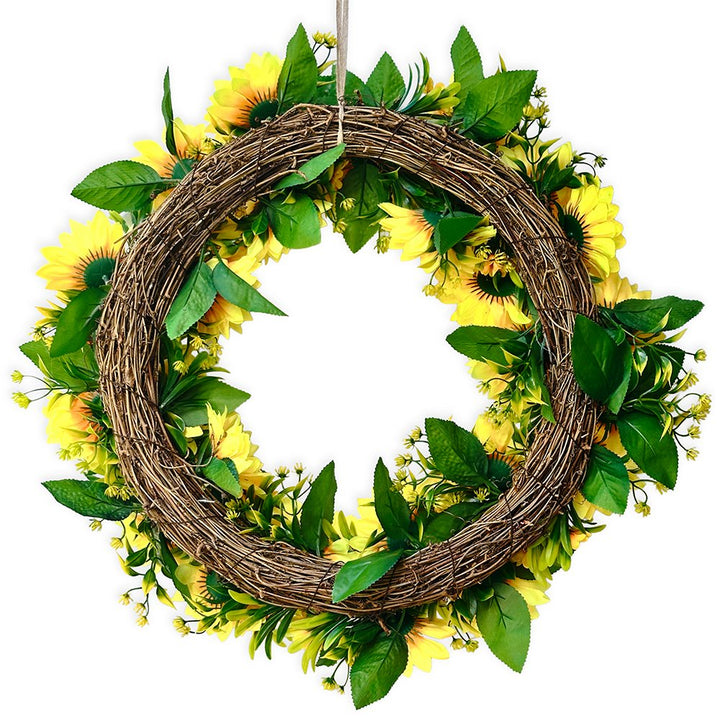 Sunflower Wreath for Front Door or Home, 20 Inches Wreath OrnamentallyYou 