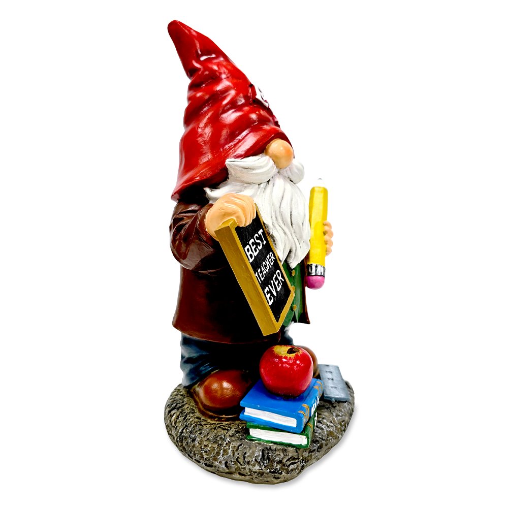 Teacher Gnome Garden Statue, 10" Classroom Dwarf Figurine Appreciation Gift for Teachers Resin Statues OrnamentallyYou 