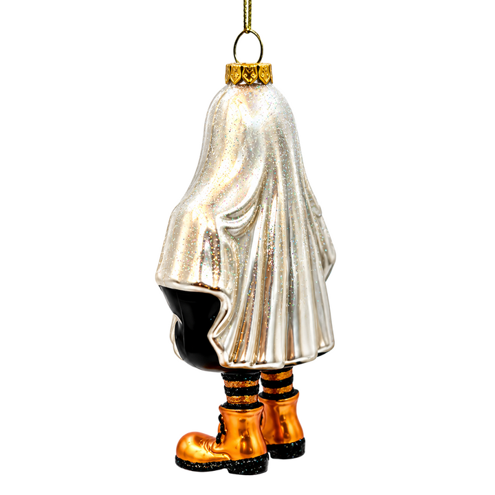 (PRE-ORDER) Trick or Treat Ghost Kid Glass Ornament, Sheet Costume Halloween Tree Decor