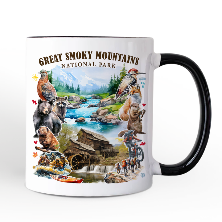 Unique Great Smoky Mountains Handcrafted Nature Personalized Mug, Tennessee and North Carolina National Park Gift with Custom Name