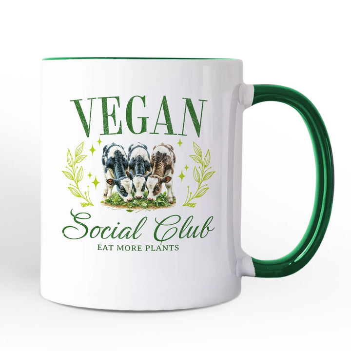 Vegan Social Club Personalized Mug, Cute Plant Based Vegetarian Animal Lover Gift with Custom Name Personalized Ceramic Mug OrnamentallyYou White - Black Non-Custom 
