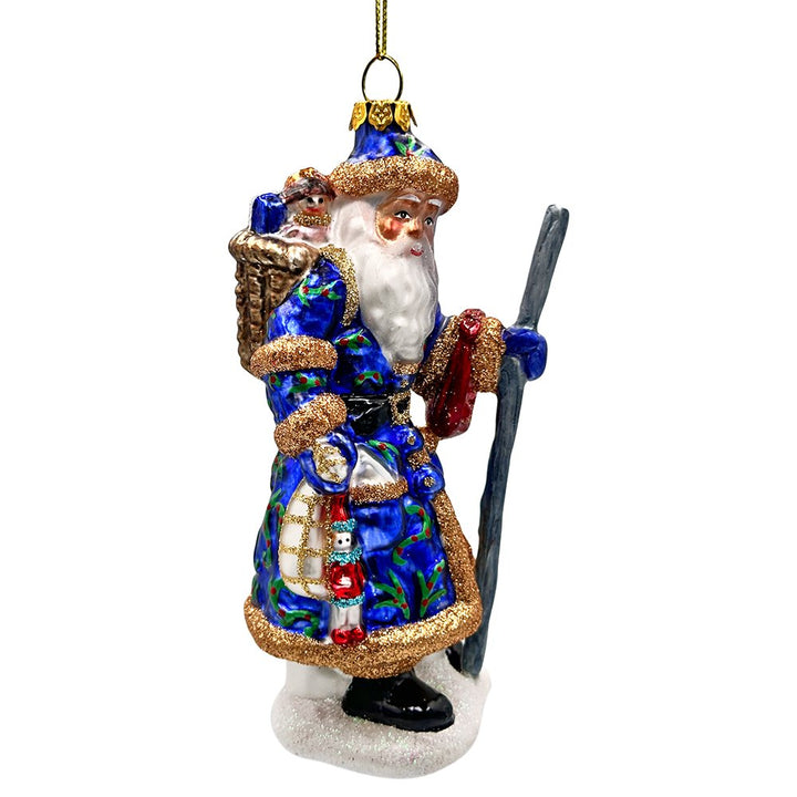 Victorian Vagabound Santa Claus Glass Christmas Ornament, Purple Tree Decor Glass Ornament OrnamentallyYou 