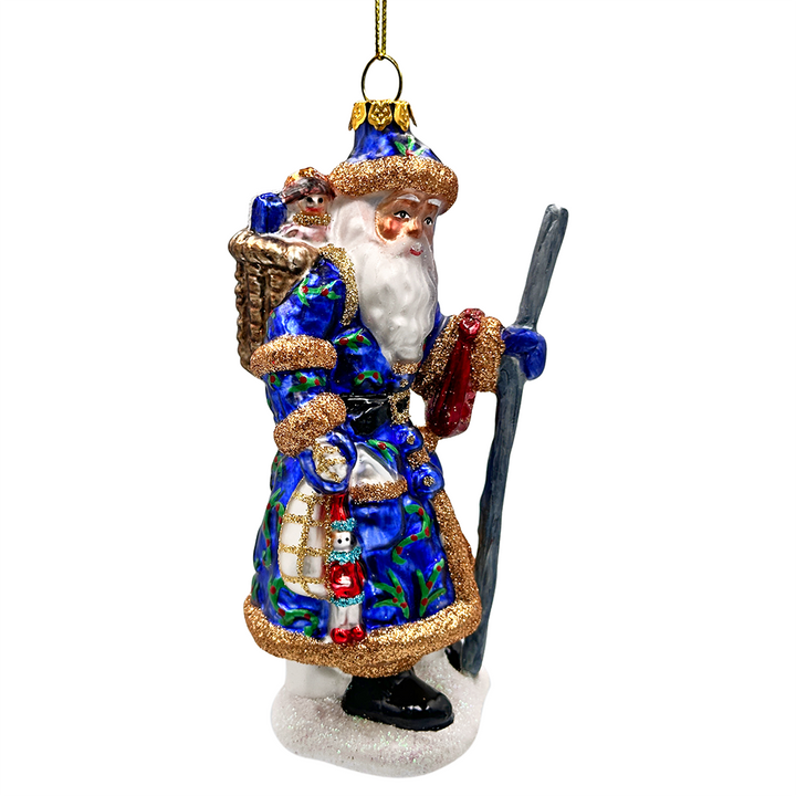 (Pre-Order) Victorian Vagabound Santa Claus Glass Christmas Ornament, Purple Tree Decor