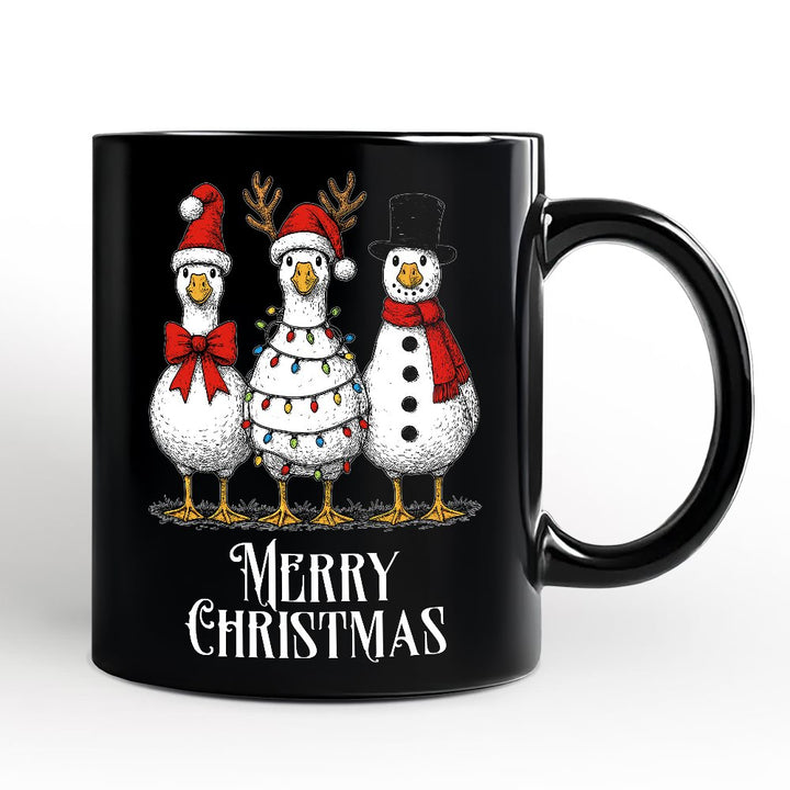 Vintage Christmas Silly Goose Personalized Mug, Snowman Spoof Winter Gift with Custom Name Personalized Ceramic Mug OrnamentallyYou Black Non-Custom 