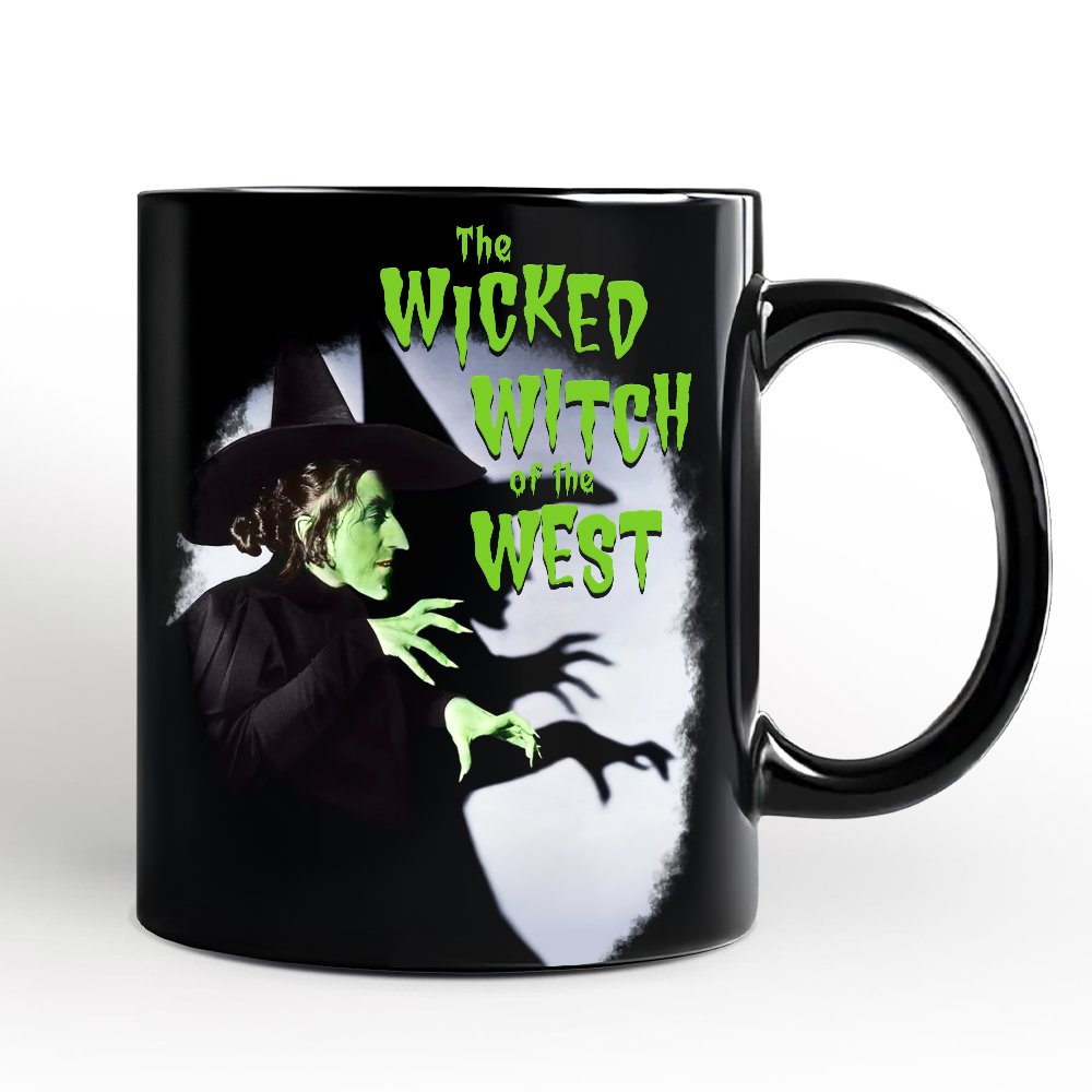 Vintage Wicked Witch of the West Personalized Mug, Wizard of Oz Halloween Gift with Custom Name Personalized Ceramic Mug OrnamentallyYou Black Non-Custom 