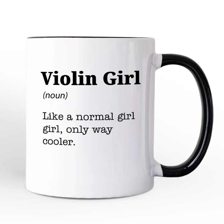 Violin Girl Definition Personalized Mug, Fun Musician Gift for Cool Violinists with Custom Name