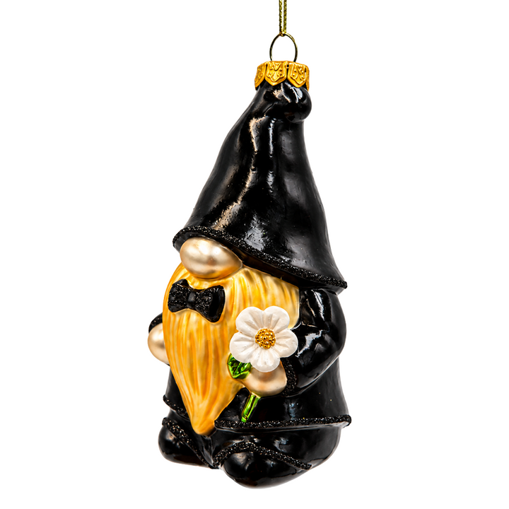 (PRE-ORDER) Wedding Groom Gnome Glass Ornament, Newlywed Husband Gift and Wedding Tree Decor