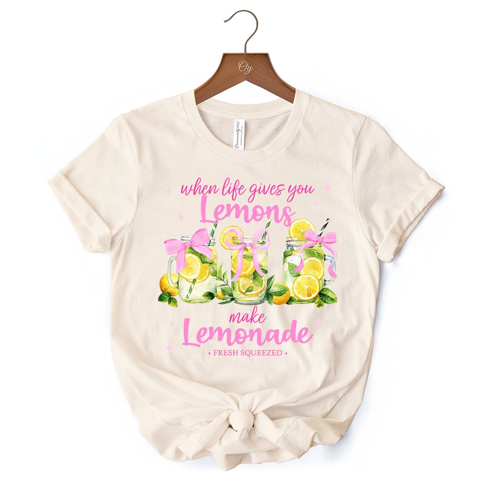 When Life Gives You Lemons Make Lemonade T-Shirt, Coquette White, Natural and Black Summer Girl Tee T-Shirts OrnamentallyYou 