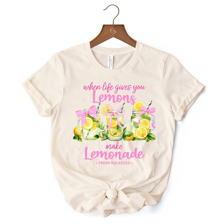When Life Gives You Lemons Make Lemonade T-Shirt, Coquette White, Natural and Black Summer Girl Tee T-Shirts OrnamentallyYou 