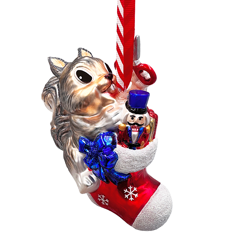 (Pre-Order) Whimsical Cute Squirrel Glass Ornament, Funny Adorable Animal Gift for Kids