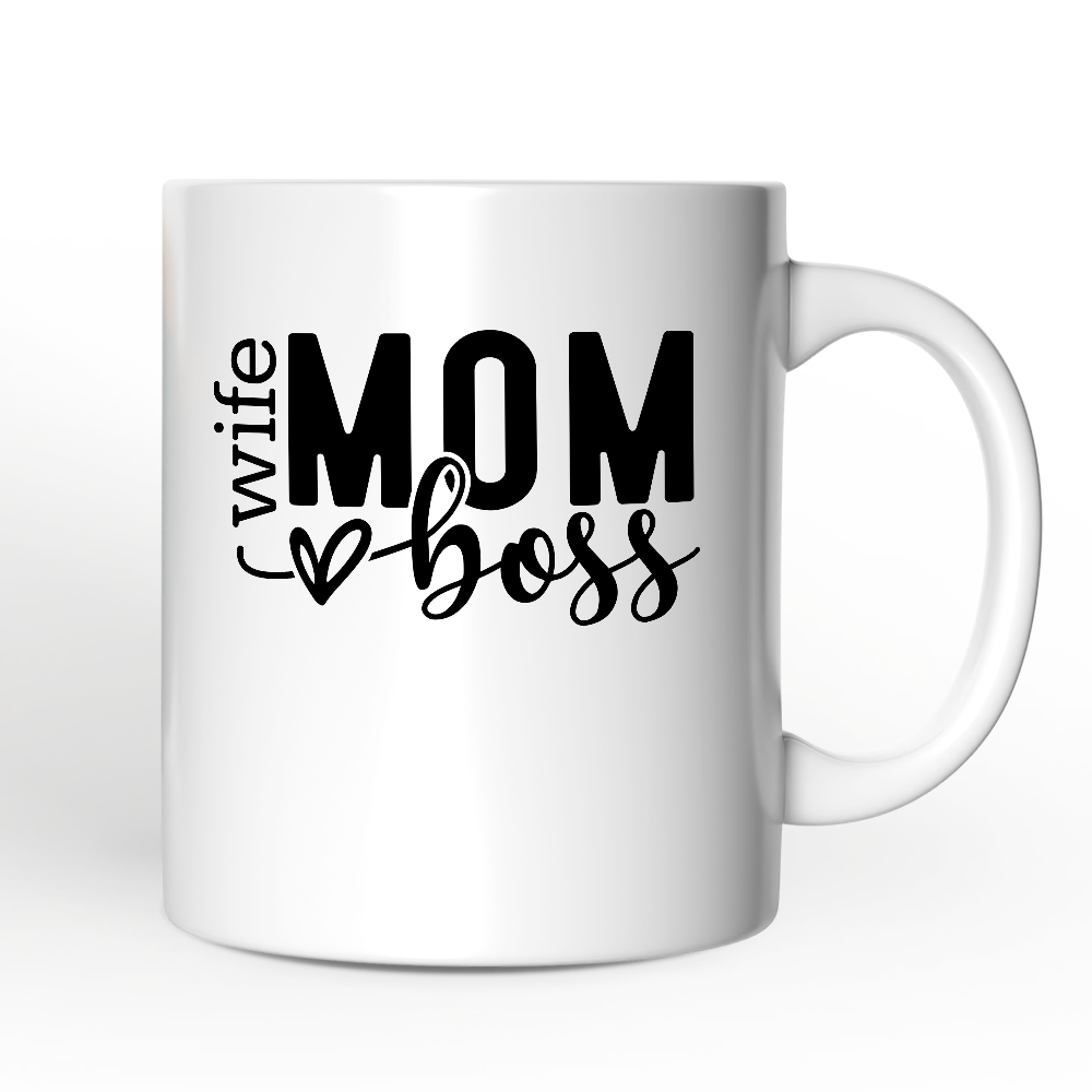 Wife Mom Boss Personalized Mug, Empowered Gift for Mothers with Custom Name