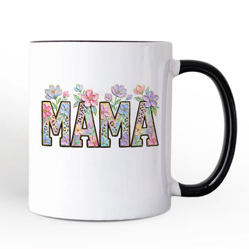 Wildflower Mama Floral Printed Faux Oil Paint Mug, Mother's Day Gift Personalized Ceramic Mug OrnamentallyYou 