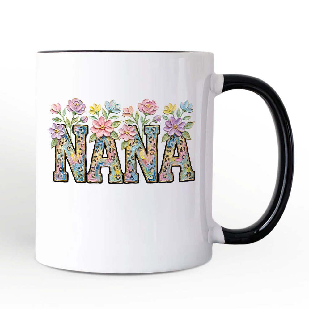 Wildflower Nana Floral Printed Faux Oil Paint Mug, Mother's Day Grandmother Gift