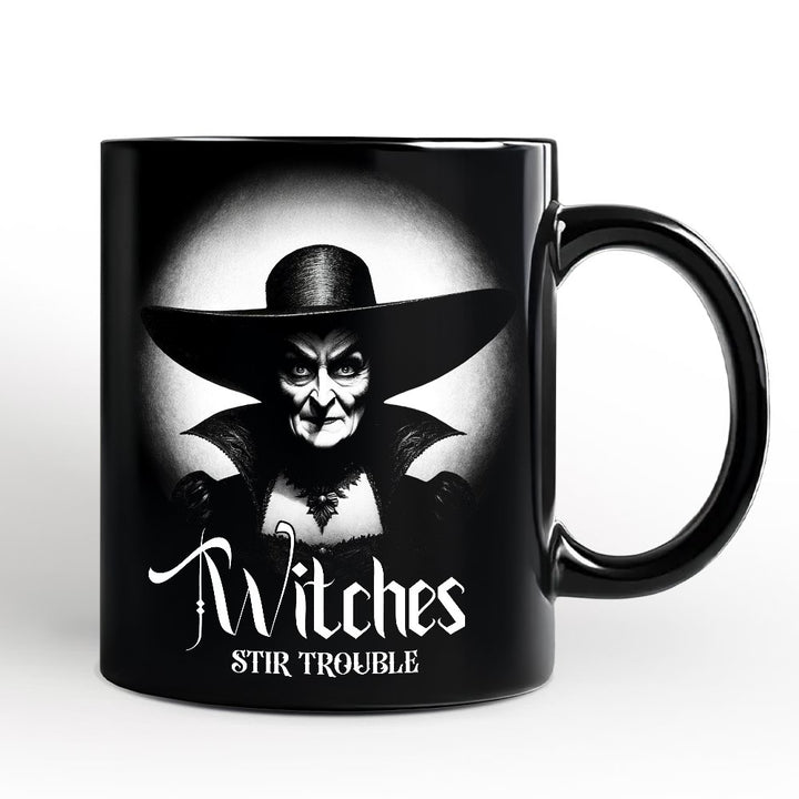 Witch Spooky Portrait Personalized Mug Horror Villain Theme Halloween Gift with Custom Name Personalized Ceramic Mug OrnamentallyYou Black Non-Custom 