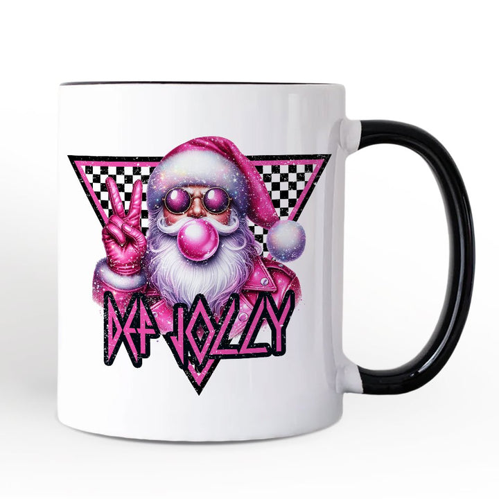 Pink Santa Blowing Bubblegum Personalized Mug, Def Jolly Coquette Retro Christmas Gift with Custom Name Personalized Ceramic Mug OrnamentallyYou White - Black Non-Custom 