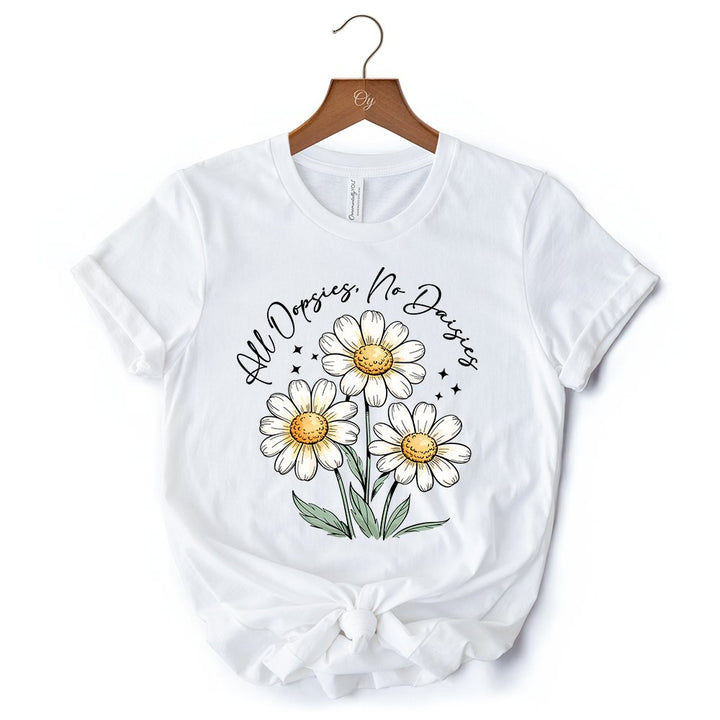 All Oopsies No Daisies T-Shirt, Funny Floral Natural and Black Tee for Quirky and Cottage Vibes T-Shirts OrnamentallyYou 