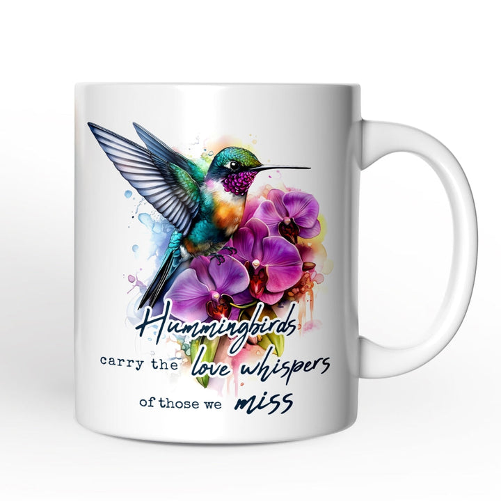 Artistic Hummingbirds Carry the Love Whispers Quote Personalized Mug, Memorial Gift With Custom Name Personalized Ceramic Mug OrnamentallyYou 12oz Mug Non-Custom 