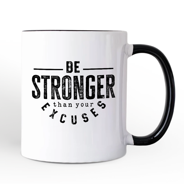 Be Stronger Than Your Excuses Personalized Mug, Motivational Gym Workout Fitness Gift with Custom Name
