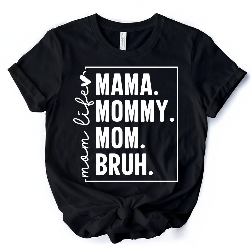 Funny Mom's Life T-Shirt, Black Minimalist Mama Tee for Stylish Mothers