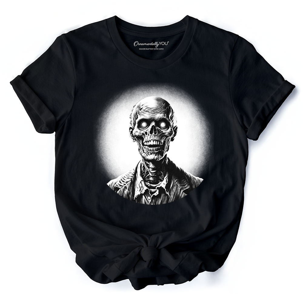 Zombie Spooky Portrait T-Shirt, Horror Villain Theme Halloween Tee