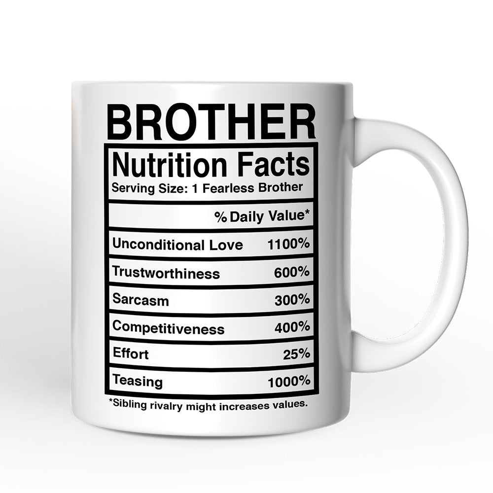 Brother Nutrition Facts Personalized Mug, Birthday Gift With Custom Names and Percentages Personalized Ceramic Mug OrnamentallyYou 12oz Mug Non-Custom 