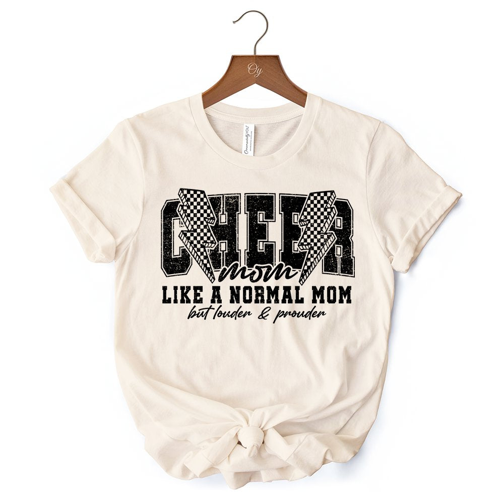 Cheer Mom Lightning T-Shirt, Cheerleader Retro White and Natural Tee for Proud Sports Mothers T-Shirts OrnamentallyYou 
