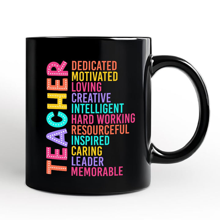 Colorful Teacher Acronym Personalized Mug, Motivational Gift with Custom Name for Educators Personalized Ceramic Mug OrnamentallyYou Black Non-Custom 