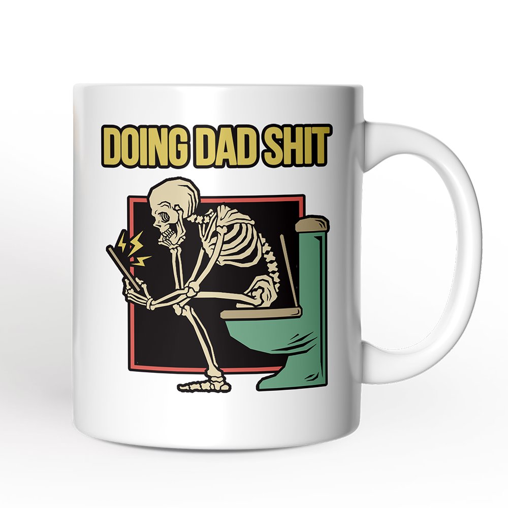 Doing Dad Stuff Personalized Mug, Funny Toilet Skeleton Gift For Dad With Custom Name Personalized Ceramic Mug OrnamentallyYou 12oz Mug Non-Custom 