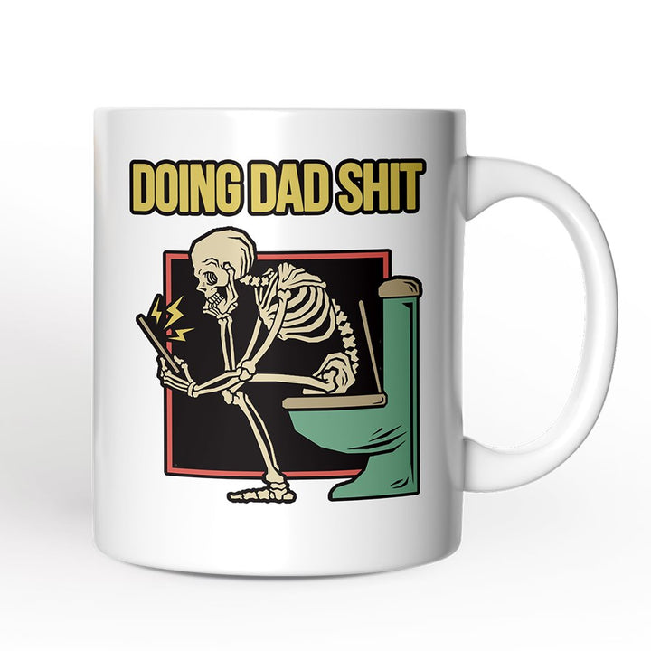 Doing Dad Stuff Personalized Mug, Funny Toilet Skeleton Gift For Dad With Custom Name Personalized Ceramic Mug OrnamentallyYou 12oz Mug Non-Custom 