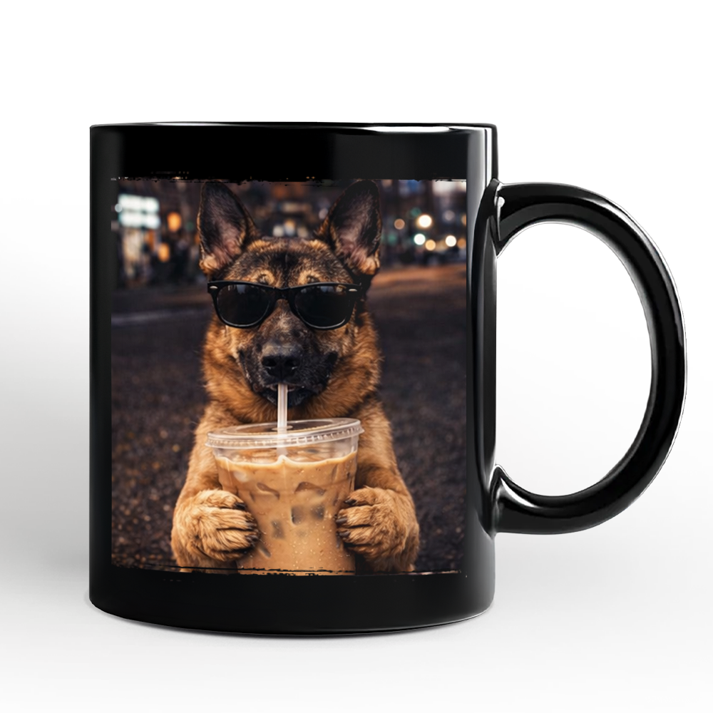 German Shepherd Iced Coffee Mug, Funny Dog Parents Gift