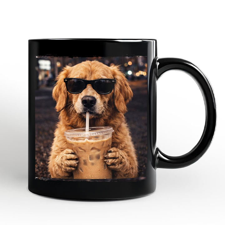 Golden Iced Coffee Mug, Funny Dog Parents Gift