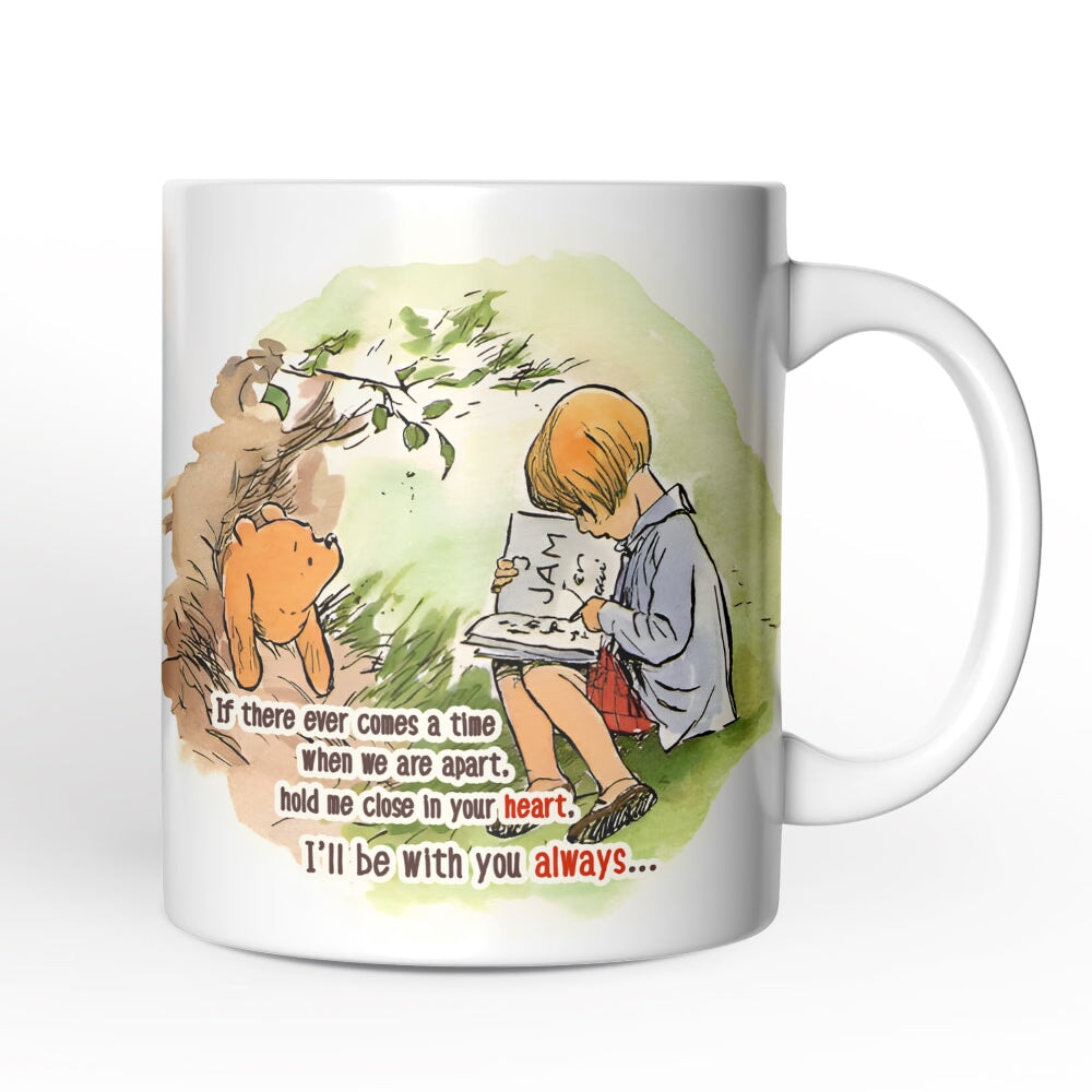 If We're Apart Keep Me in Your Heart Winnie-the-Pooh Personalized Mug, 1926 A.A. Milne Gift with Custom Name Personalized Ceramic Mug OrnamentallyYou 12oz Mug Non-Custom 