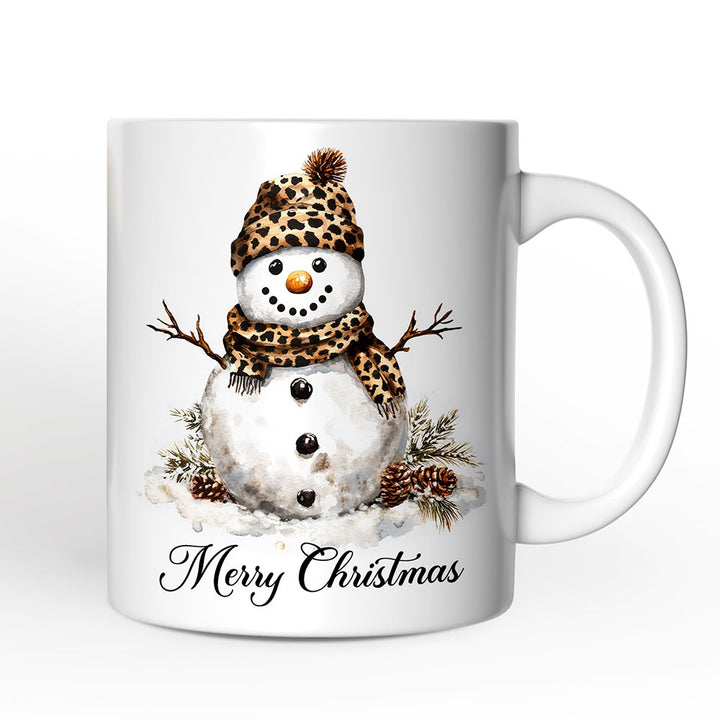Leopard Snowman Personalized Mug, Christmas Gift With Custom Name Personalized Ceramic Mug OrnamentallyYou 12oz Mug Non-Custom 